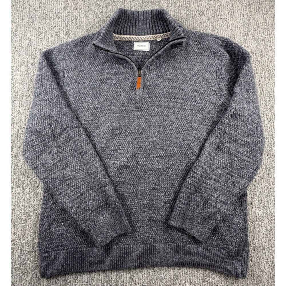 7Diamonds Turnberry Sweater Men XL Gray Quarter Zip Textured Knit SWM-8680